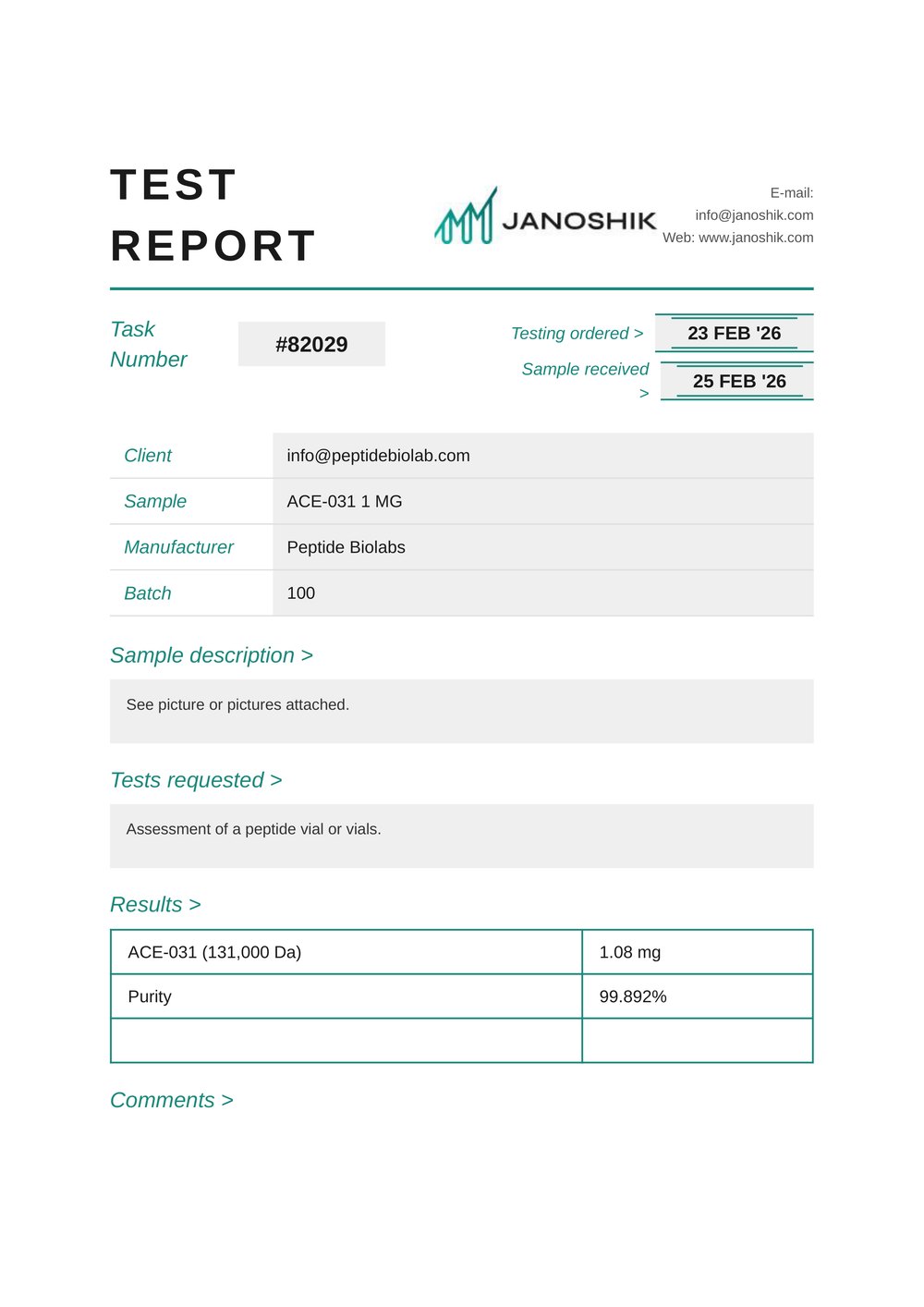 ACE-031 1mg Peptide Vial - HPLC Tested ≥98% Purity | Peptides BioLab