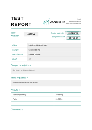 Certificate of Analysis - Epitalon - Peptides BioLab