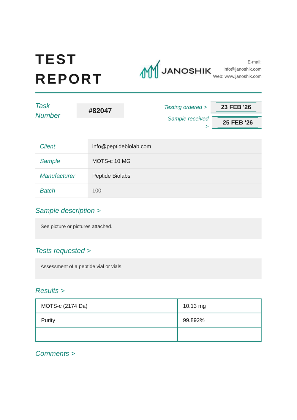 MOTS-C 10mg Mitochondrial Peptide - Metabolic Research | Peptides BioLab