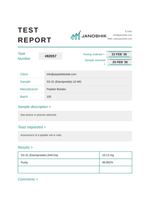 Certificate of Analysis - SS-31 - Peptides BioLab